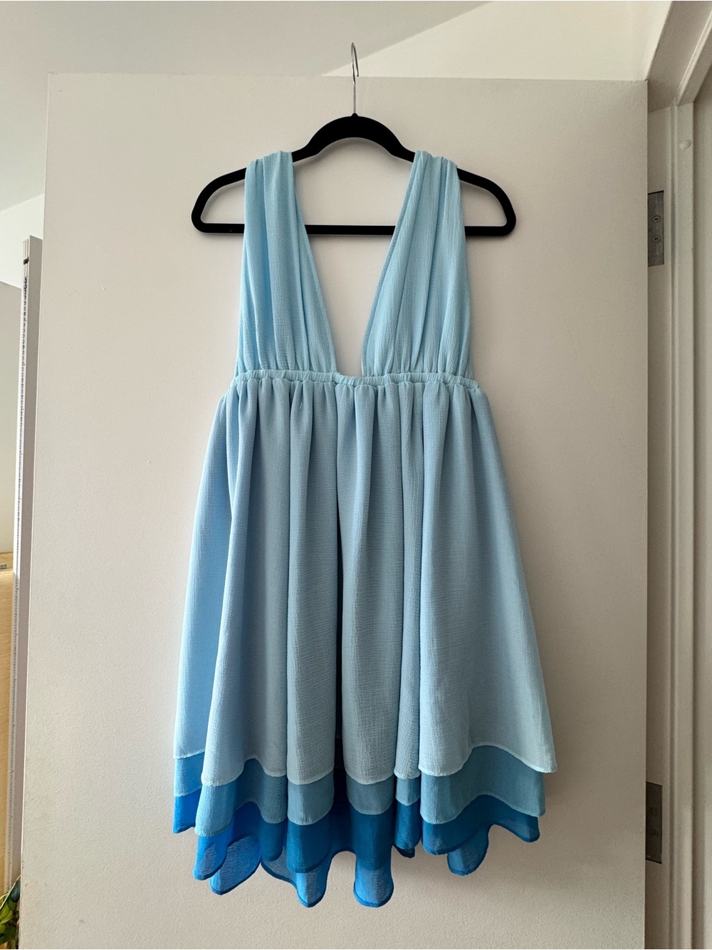GANNI layered V-neck mini dress - NWOT